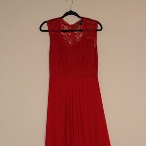 Long Red Lace Bridesmaid Dress